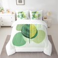 thumbnail image 2 of YST Ensemble de Literie Moderne Vert 7 Pcs Style Mi-Siècle, Feuilles Abstraites, Polyester, Format Double (7 Unités), 2 of 4