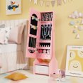 thumbnail image 4 of Costway Kids Vanity Set Princess Makeup Dressing Table & Chair Set with Jewelry Armoire Pink, 4 of 9