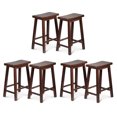 thumbnail image 1 of PJ Wood Classic Saddle-Seat 24" Kitchen Counter Stools, Walnut (Set of 6), 1 of 7