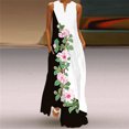 thumbnail image 2 of Pisexur Robe d'Été de Plage pour Femme, Robe Longue Formelle à Fleurs, Manches Courtes, Col en V, Décontractée, Ample, Grande Taille, avec Poches, 2 of 9