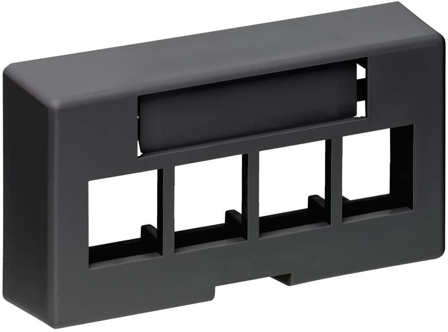 Leviton 49910-EE4 4-Port QuickPort Extended Depth Modular Furniture Faceplate, Black
