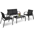 thumbnail image 3 of Costway 4 PCS Patio Furniture Set Sofa Coffee Table Steel Frame Garden Deck Black, 3 of 8