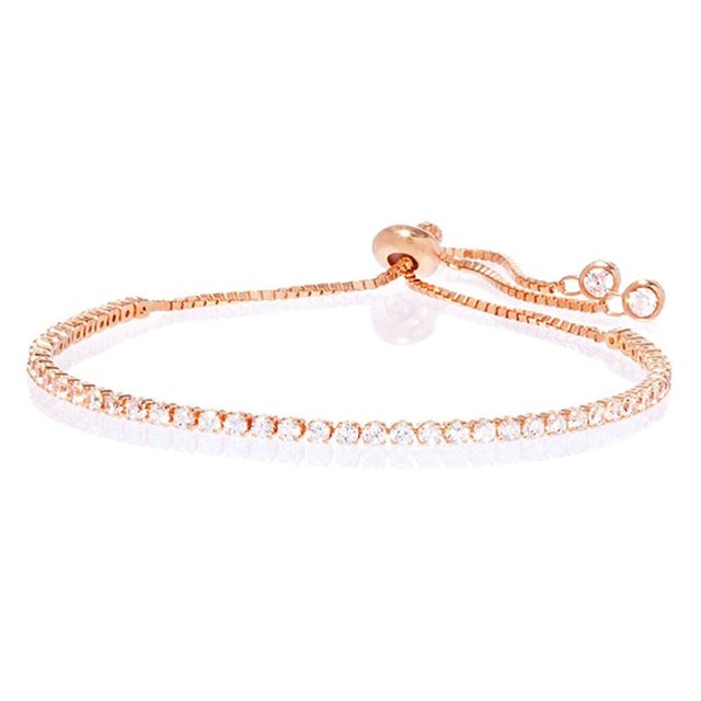 Adjustable Crystal Tennis Bracelet in 14k Rose Gold
