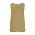thumbnail image 3 of UPPADA Womens Débardeur à Encolure Carrée, Volanté, à Blocs de Couleur, Rayé, T-Shirt Débardeur d'Été Décontracté, Coupe Ample, Sans Manches, Chemise à Encolure Carrée, Débardeur Décontracté Fluide, Hauts de Plage, Kaki, TTTG, 3 of 6