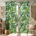 thumbnail image 1 of Vargottam Green Tropical Leaves Print Sheer Curtains for Short Windows - Set of 2 Panels, 63", Grommet Top, Printed Georgette, Light Filtering Drapes for Kitchen or Bedroom, 1 of 9