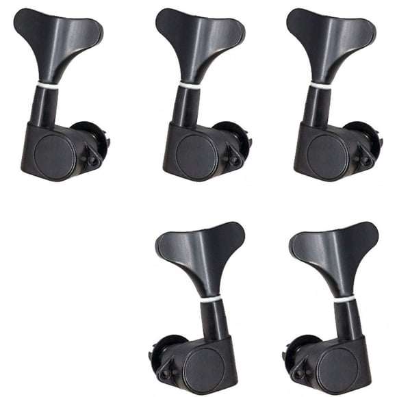 A Set 5Pcs Fish Tail Buttons Bass String Tuners Tuning Pegs Keys Machine Heads 2L3R Black Shenzhuyue
