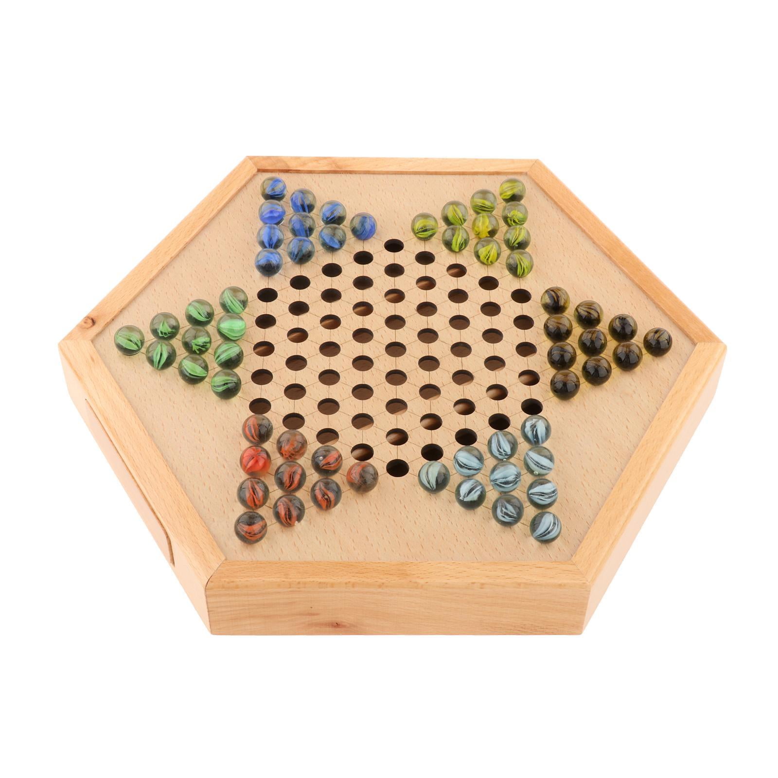 Jeu De Dames Chinoises En Bois – 60 Billes De Verre – Tiroir Coulissant – 2 Couleurs – Jeu De Stratégie Dès 6 Ans