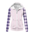 thumbnail image 3 of Chbgutlmr Sweatshirt for Women Raglan Long Sleeve Casual Plaid Jackets Drawstring Zip up Hoodies Pockets, 3 of 8
