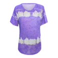 thumbnail image 4 of SMihono Hauts pour Femmes Été Chic Décontracté Mode pour Femmes T-shirt Blouse à Manches Courtes Imprimé Col Rond Hauts Décontractés T-shirt Oversize pour Femmes 2023, 4 of 5
