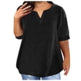 thumbnail image 1 of Plebaso Plus Size Tops for Women Short Sleeve V Neck Loose Blouses Casual Solid Color Womens Tunic Tops, 1 of 5