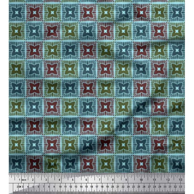 Soimoi Polyester Crepe Fabric Flower Artistic Decor Fabric Printed Yard 42 Inch Wide