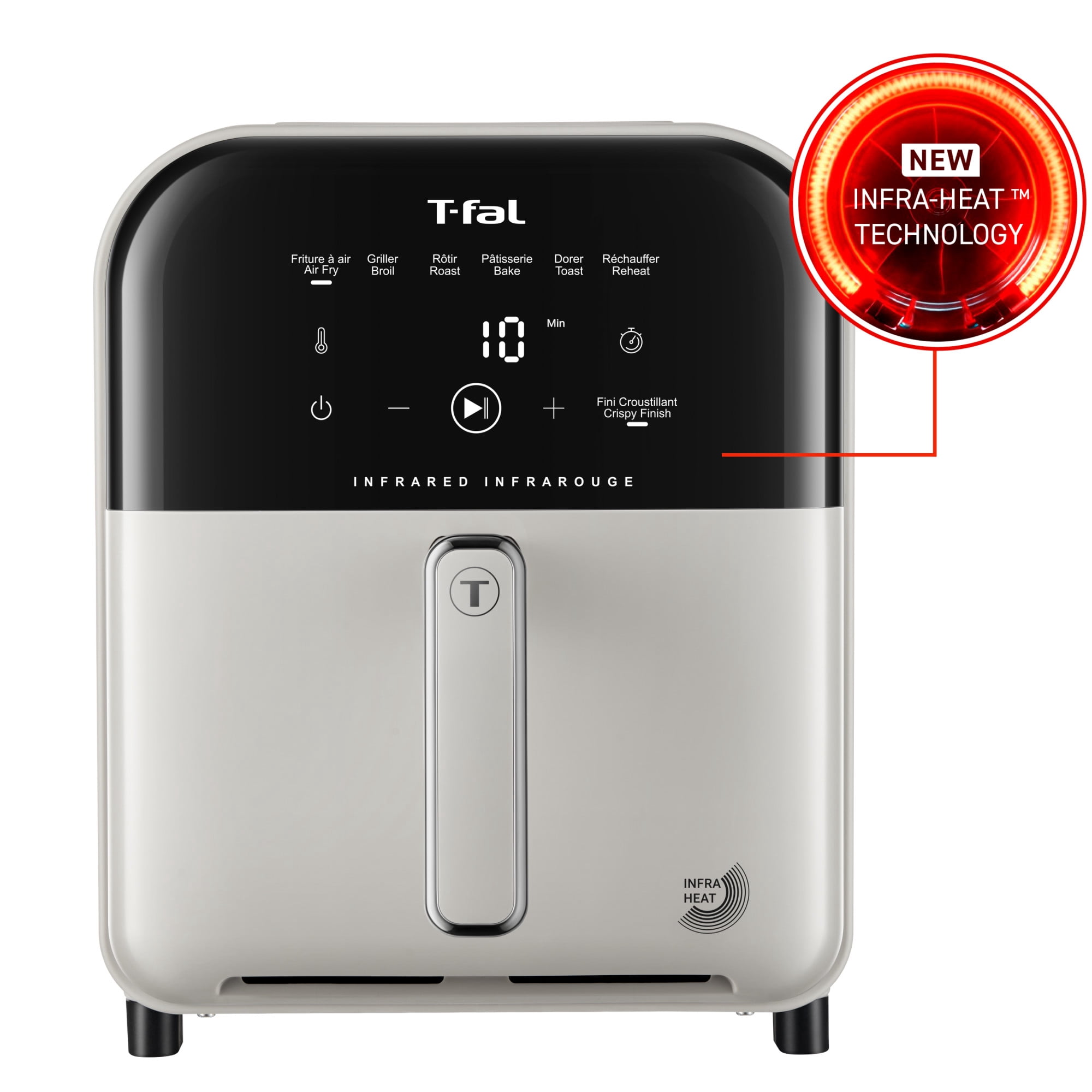 T-fal Infrared Air Fryer, 7-in-1, 5L/5.3QT, Infra-heat™ Technology, No-Preheating, Faster, Juicier, Crispier
