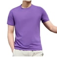 thumbnail image 2 of Styesk T Shirts for Man Solid-Color Casual Elastic Sports Short Sleeved Round-Neck Blouses, 2 of 5
