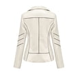 thumbnail image 4 of PVCS Women's Slim Leather Solid Stand Collar Zip Motorcycle Suit Coat Jacket Tops, 4 of 7