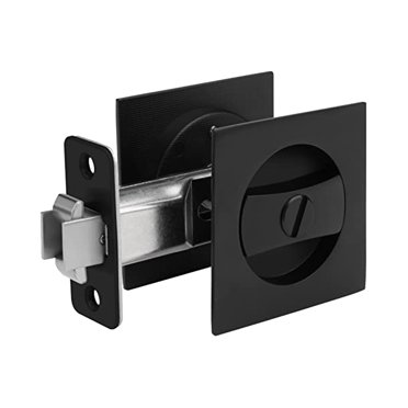 Serrure de Porte de Poche, Noir Mat Contemporain Intimité Carré Matériel de Porte de Poche, Serrure de Porte Coulissante Noire