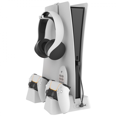 thumbnail image 2 of PS5 Accessories Cooling Stand with Headset Holder and AC Adapter, for PS5 Disc & Digital Editions Dual Controllers Charger, White, 2 of 5