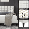 thumbnail image 3 of Fullfurnique Upholstered Platform Bed Frame with Square Tufted Headboard, Full, Beige, 3 of 9