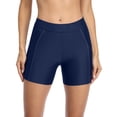 thumbnail image 3 of Shorts de Planche Longs pour Femmes avec Poches, Bas de Maillot de Bain Unis, Trunks, 3 of 6