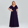 thumbnail image 1 of Plus Size Evening Dresses Long Elegant A Line V Neck Ruffles Chiffon Formal Wedding Party Dress Robe De Soiree, 1 of 8