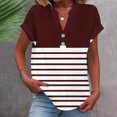 thumbnail image 2 of fatyb Womens Printed V Neck Tops Short Sleeve Button V Neck Tshirts Lightweight Summer Beach Blouses, 2 of 5