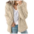 thumbnail image 1 of Womens Fuzzy Fleece Jackets 2023 Clearance Solid Zipper Sharpa Coat Fall Winter Warm Thick Hooded Jacket with Pockets, 1 of 6