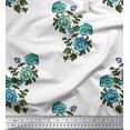 thumbnail image 1 of Soimoi Polyester Crepe Fabric Leaves & Floral Block Printed Fabric 1 Yard 52 Inch Wide, 1 of 3