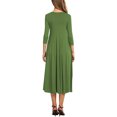 thumbnail image 3 of Nlife Women Round Neck 3/4 Sleeve Swing Midi Dress, 3 of 4