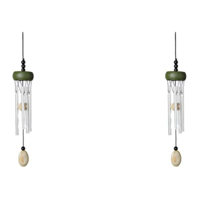 mmirethe Multiple Styles And Colors Wind Chimes For Wide Application Unique Style Wind Chime Pendant green锛坮oundwood锛?2Set