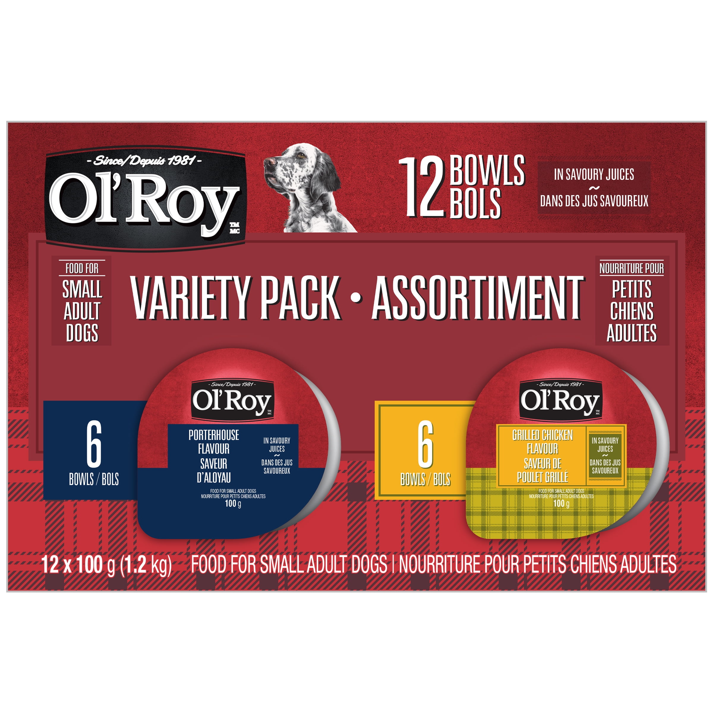 Ol' Roy Assortiment de Nourriture pour Chiens Saveur de Poulet Grillé et Saveur d'Aloyau pour Petits Chiens Adultes 18KG