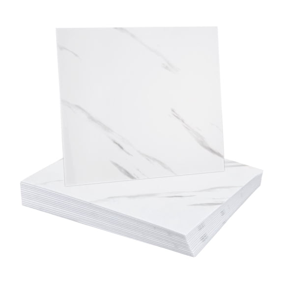 Uxcell 15Pcs Peel and Stick Marble Tiles, Waterproof Wall Panel Backsplash, 12"x12" Peel and Stick Shower Tiles for Bathroom, Elegant White Design