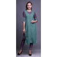 thumbnail image 2 of Bimba Kurti Droite en Rayonne Slub à Manches 3/4 Tunique Imprimée Haut Vêtements d'Été, 2 of 6