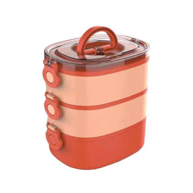 DIY Lunch 2000ML Three Layer Stackable Bento Sealed Leak Proof Lunch Microwave Portable Student Worker Food Container For Home School Camping Takeaway Bags Reusable Silicone Bags for Storage Sandwich