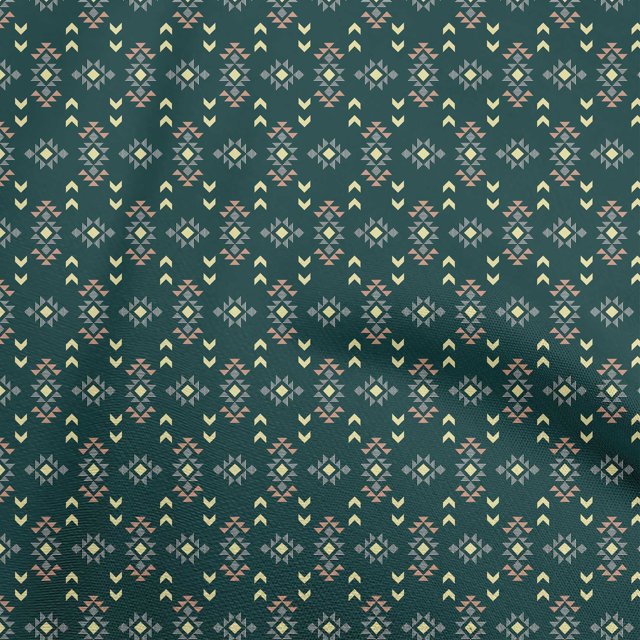 oneOone Silk Tabby Dark Green Fabric Geometric Craft Projects Decor Fabric Printed By The Yard 42 Inch Wide