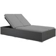 thumbnail image 4 of Modway Chaise Double de Patio en Aluminium et Rotin, Chocolat/gris, 4 of 5