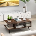 thumbnail image 4 of Gymax 2-Tier Coffee Table w/ Compartments & Metal Legs Rectangle Tea Cocktail Table Coffee, 4 of 10