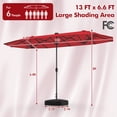 thumbnail image 3 of Gymax Parasol de Patio 13 Pi Parasol de Marché Double Face avec 36 Lumières DEL à Énergie Solaire Vin, 3 of 10