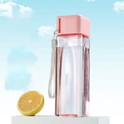 Fridja 500ML Large Capacity Water Bottles Plastic Lightweight Water Bottle with a Carrying Strap, Leakproof, Drinking Sports Water Bottle for Fitness, Gym, Indoor and Outdoor Activities, Pink