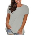 thumbnail image 1 of AherBiu Hauts Grande Taille pour Femmes Manches Courtes T-Shirts Col Rond Été Décontracté Confortable Basique T-Shirts, 1 of 4