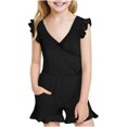thumbnail image 1 of Girls Swimsuit with Chest Pad Ruffle Trim One Piece Bathing Suit Solid Swimsuits Ruched Sleeveless Swimwear for 7-16 Years, 1 of 7