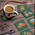 thumbnail image 3 of Inkdotpot Set of 6 Drink Coasters DecorativeNon,SlipCork Base4-inch Square PrintedCoastersEasy Clean- India Transport, 3 of 8