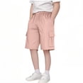 thumbnail image 2 of MIASHUI Boys Cargo Shorts Summer Drawstring Stretch Waist Sports Pants with Pocket,Light Pink,11-12 Years, 2 of 6
