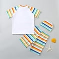 thumbnail image 3 of MIASHUI Boys Swimsuit Sets Rash Guard Short Sleeve Shirt Trunks Shorts with Hat Bathing Suit,Orange,2-3 Years, 3 of 9
