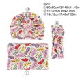 thumbnail image 3 of Newborn Swaddle Printed Wrap Quilt Photography Wrap Cloth + Hat + Headband 3-Piece Set, 3 of 3