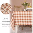 thumbnail image 3 of XmhyTop-A Rustic Plaid Tassel Tablecloth-Country Buffalo Check Cotton Table Cloth for Spring Fall Thanksgiving Farmhouse Kitchen Dining Restaurant Decoration(Rectangle/Oblong, 55x70, Orange), 3 of 3
