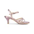 thumbnail image 3 of BLISSFUL STEP Chaussures pour Femmes Sandales à Talon Kitten à Bout Ouvert en PU avec Bride à la Cheville Ornée de Strass Rose 8,5, 3 of 7