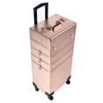 thumbnail image 2 of Chariot de Maquillage Professionnel en Aluminium Mobile 4 en 1 avec Compartiments et Roues Multiples, Or Rose, 2 of 6
