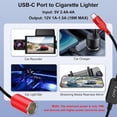 thumbnail image 2 of J&D USB-C Car Adapter Cable, 12V Cigarette Lighter Connector, 1 ft for Dash Cam, GPS, LED Devices, 2 of 7