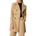 thumbnail image 1 of INSPIRE CHIC Women's Notched Lapel Double Breasted Mid Length Overcoat, 1 of 7
