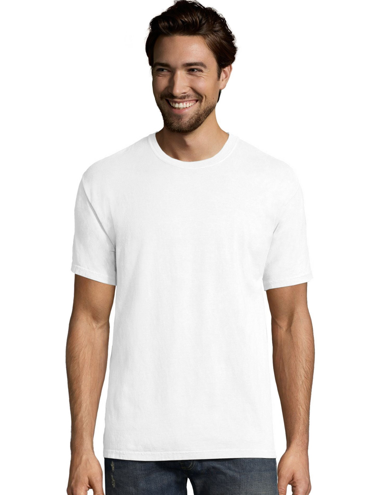 Hanes Mens Big ComfortWash Garment Dyed Short Sleeve Tee, L, White