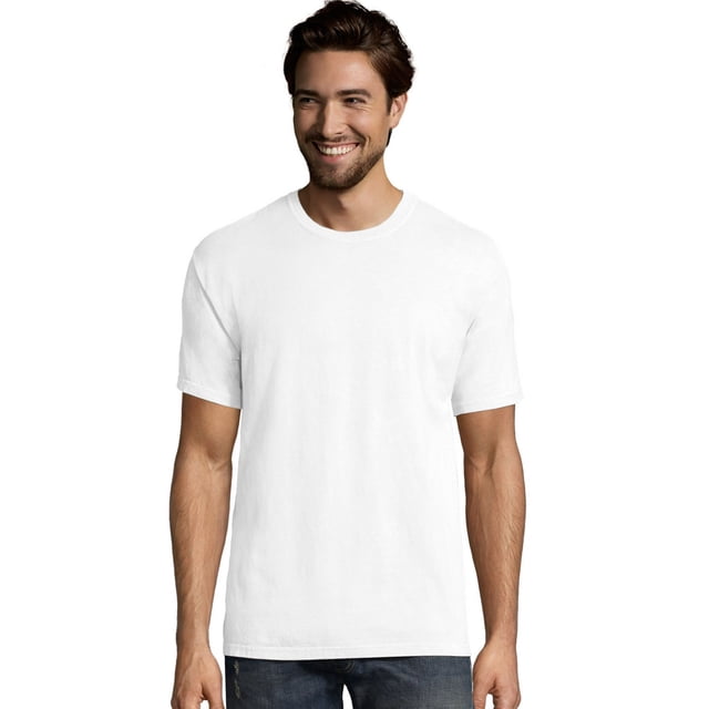 Hanes Mens Big ComfortWash Garment Dyed Short Sleeve Tee, 2XL, White